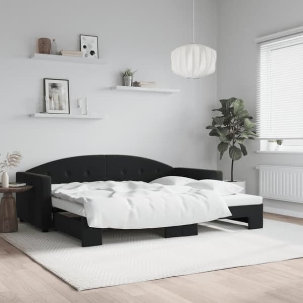 Dagbädd utdragbar svart 90x200 cm sammet