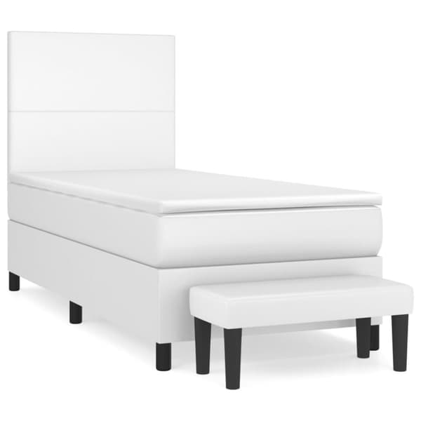 Ramsäng med madrass vit 100x200 cm konstläder