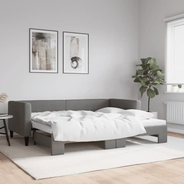 Dagbädd utdragbar mörkgrå 90x190 cm tyg