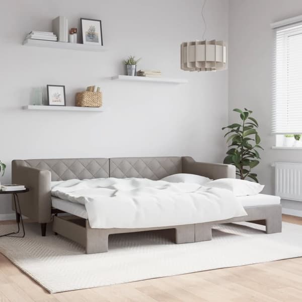 Dagbädd utdragbar taupe 90x200 cm tyg