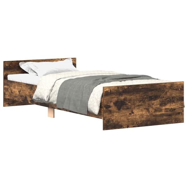 Sängram utan madrass rökfärgad ek 75x190 cm konstruerad trä