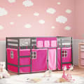 Miniatyrbild 1 av 2: Loftsäng med rutschkana rosa 90x200 cm massiv furu