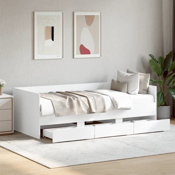 Dagbädd med lådor utan madrass vit 90x190 cm