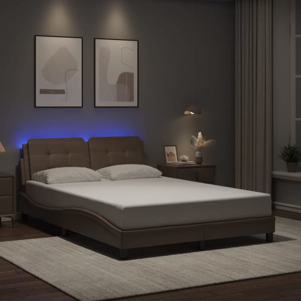 Sängram med LEDs utan madrass cappuccino 120x200 cm