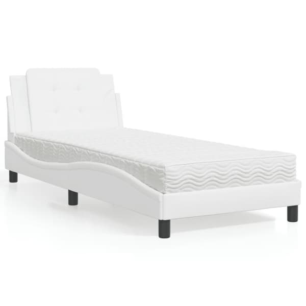 Säng med madrass vit 90x200 cm konstläder