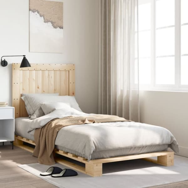 Sängram med huvudgavel 90x200 cm massiv furu