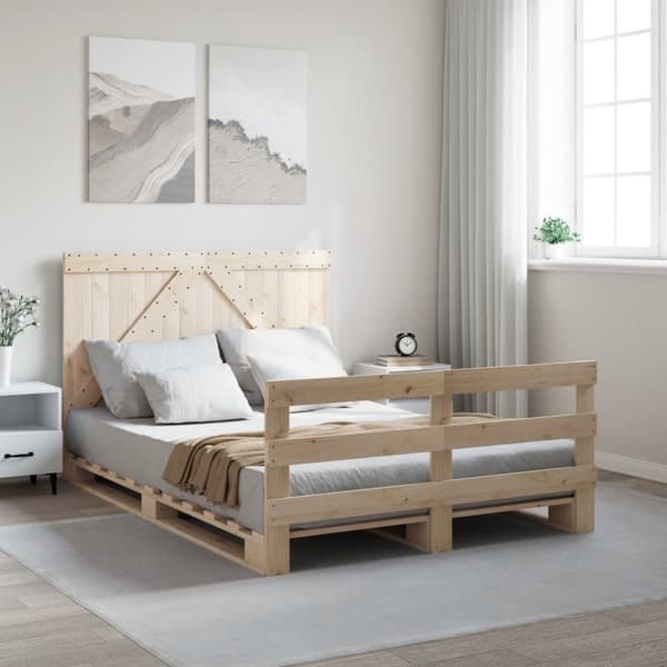 Sängram med huvudgavel 140x200 cm massiv furu