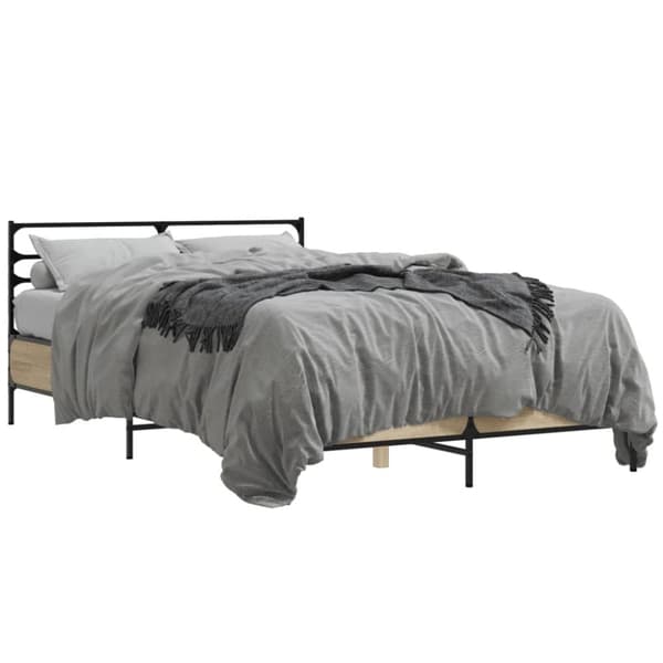 Sängram sonoma-ek 140x190 cm konstruerat trä och metall