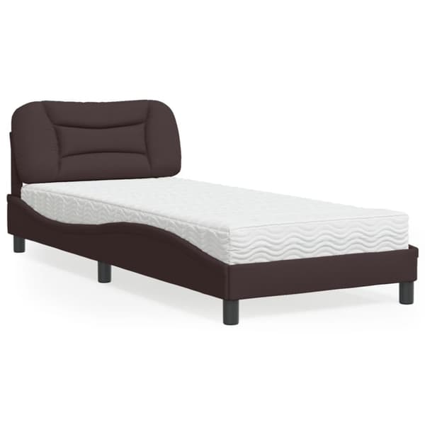 Säng med madrass mörkbrun 90x200 cm tyg