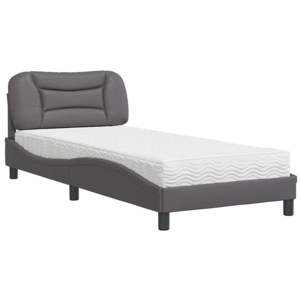 Säng med madrass grå 90x200 cm konstläder