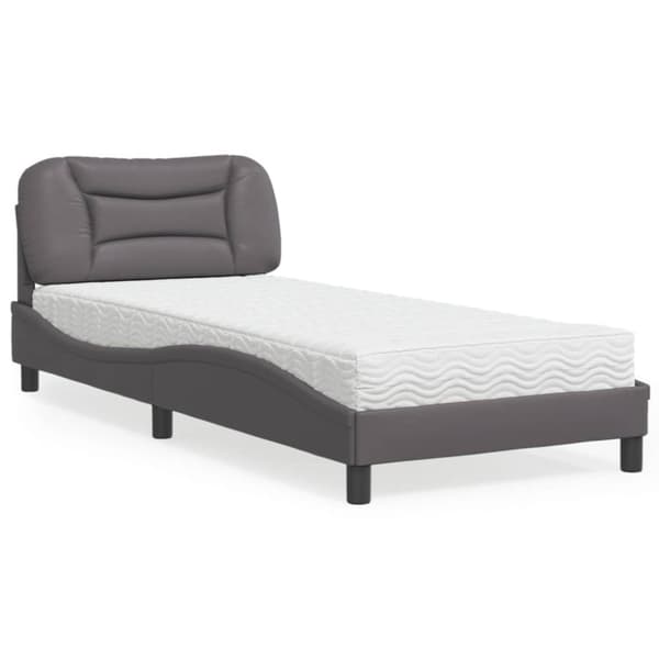 Säng med madrass grå 90x200 cm konstläder