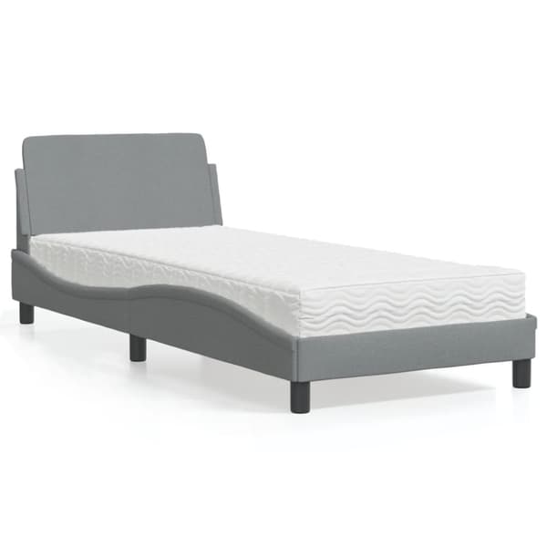 Säng med madrass ljusgrå 80x200 cm tyg