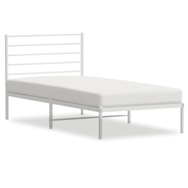 Sängram med huvudgavel metall vit 80x200 cm