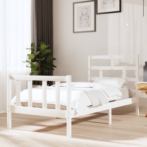 Sängram vit massiv furu 90x200 cm