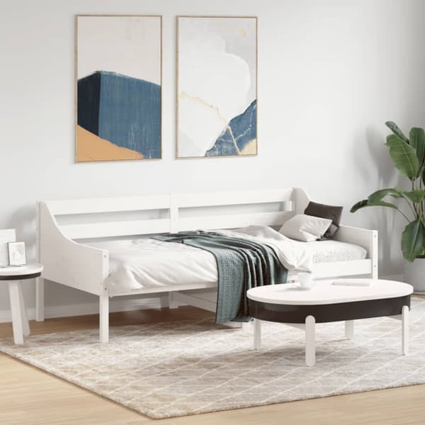 Dagbädd utan madrass vit 90x190 cm massiv furu