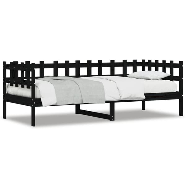 Dagbädd svart 90x190 cm massiv furu