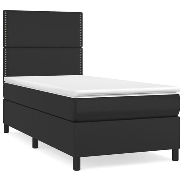 Ramsäng med madrass svart 90x200 cm konstläder