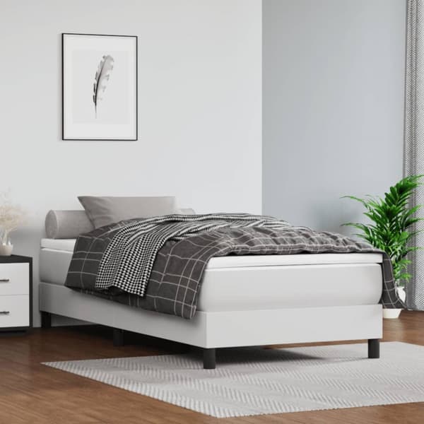 Ramsäng med madrass vit 80x200 cm konstläder