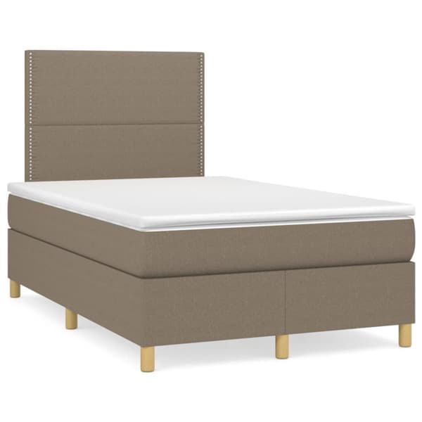 Ramsäng med madrass taupe 120x200 cm tyg