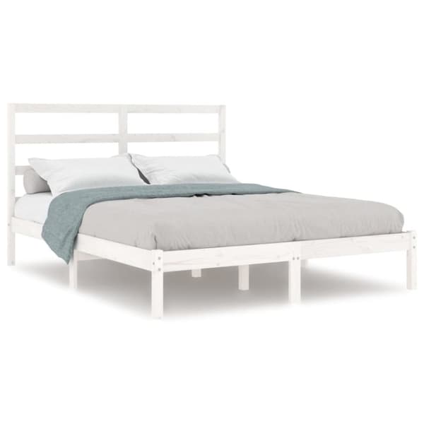 Sängram utan madrass vit 140x200 cm massiv furu