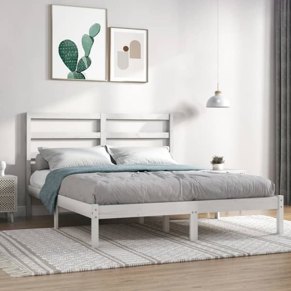 Sängram utan madrass vit 140x200 cm massiv furu