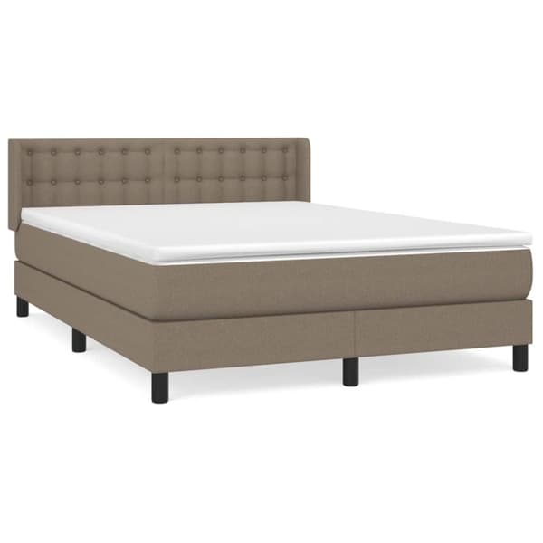 Ramsäng med madrass taupe 140x190 cm tyg