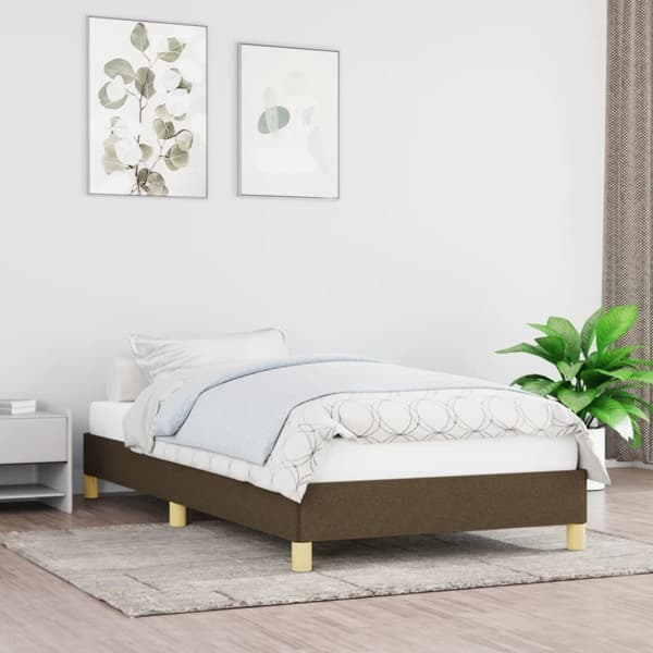 Sängram utan madrass mörkbrun 90x190 cm tyg