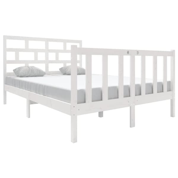 Sängram vit massiv furu 140x190 cm