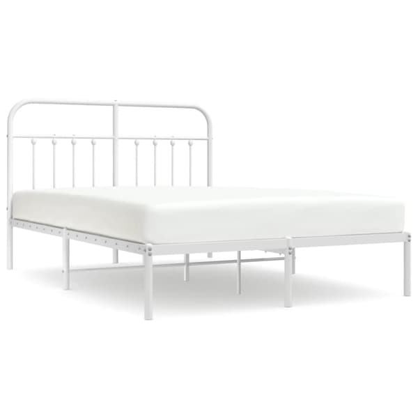 Sängram med huvudgavel metall vit 150x200 cm