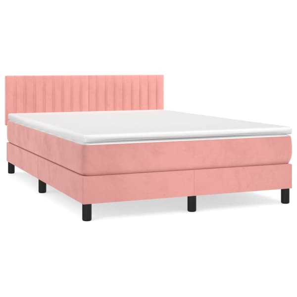 Ramsäng med madrass rosa 140x190 cm sammet