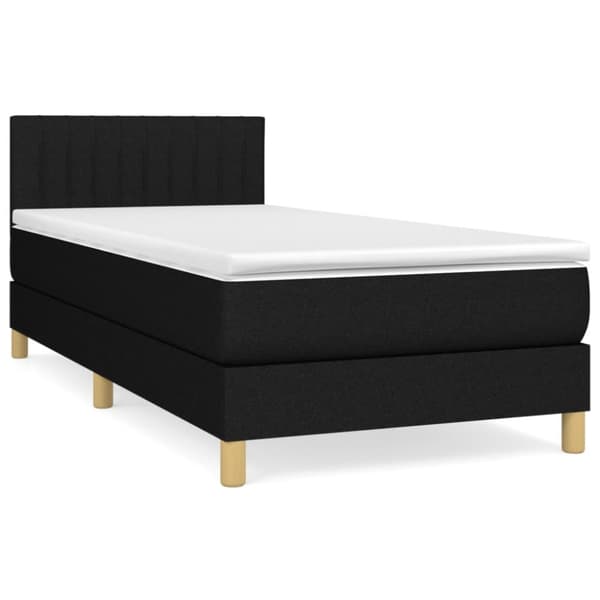 Ramsäng med madrass svart 90x190 cm tyg