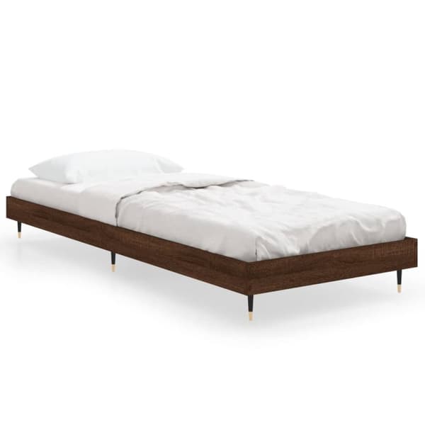 Sängram utan madrass brun ek 75x190 cm konstruerad trä