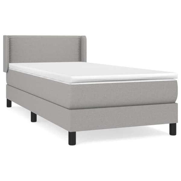 Ramsäng med madrass ljusgrå 90x200 cm tyg