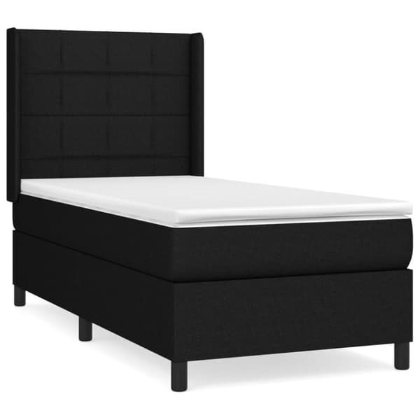 Ramsäng med madrass svart 90x190 cm tyg