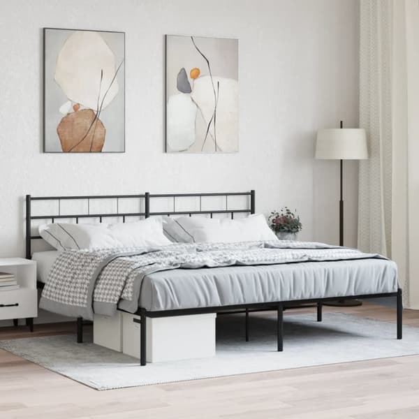 Sängram med huvudgavel metall svart 183x213 cm
