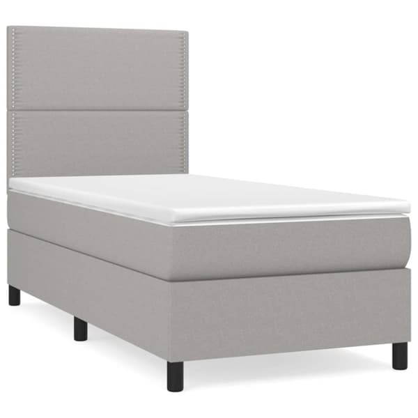 Ramsäng med madrass ljusgrå 90x200 cm tyg