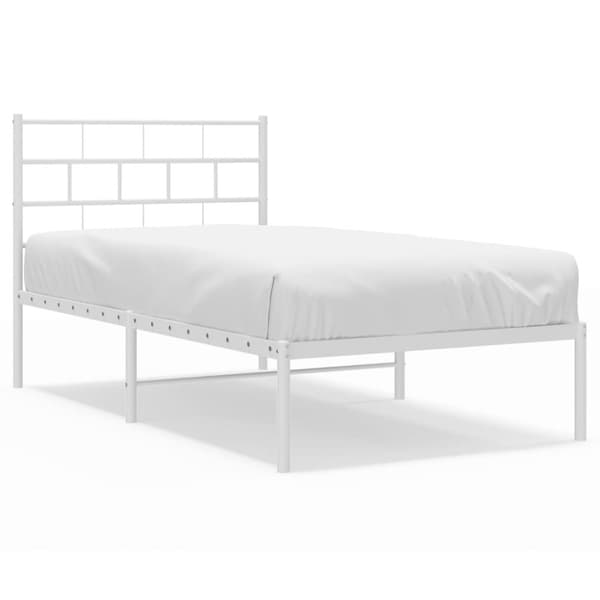 Sängram utan madrass med huvudgavel metall vit 75x190 cm