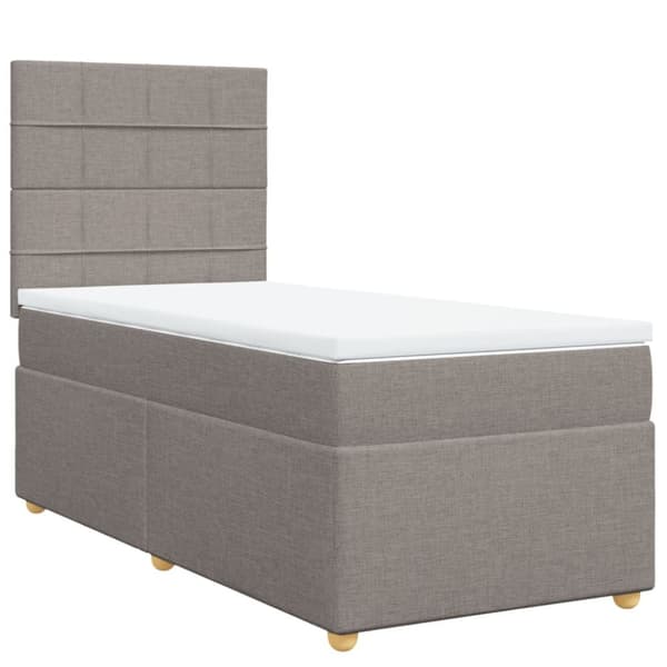 Ramsäng med madrass taupe 90x190 cm tyg