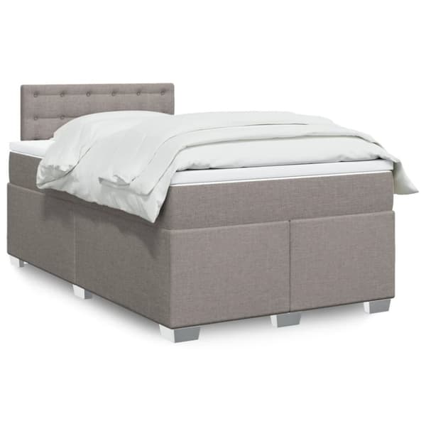 Ramsäng med madrass taupe 120x200 cm tyg