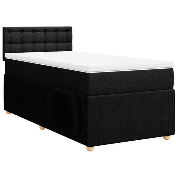 Ramsäng med madrass svart 90x190 cm tyg