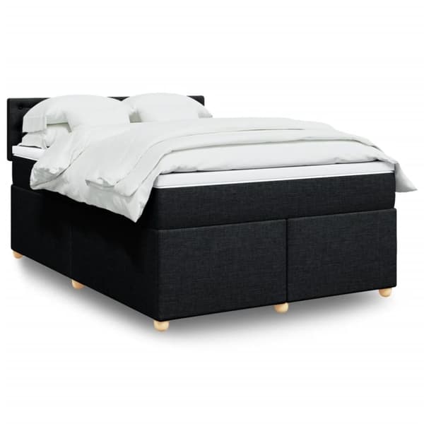 Ramsäng med madrass svart 140x190 cm tyg