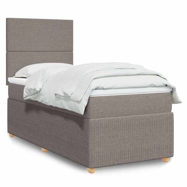 Ramsäng med madrass taupe 80x200 cm tyg