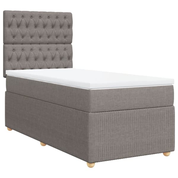 Ramsäng med madrass taupe 80x200 cm tyg