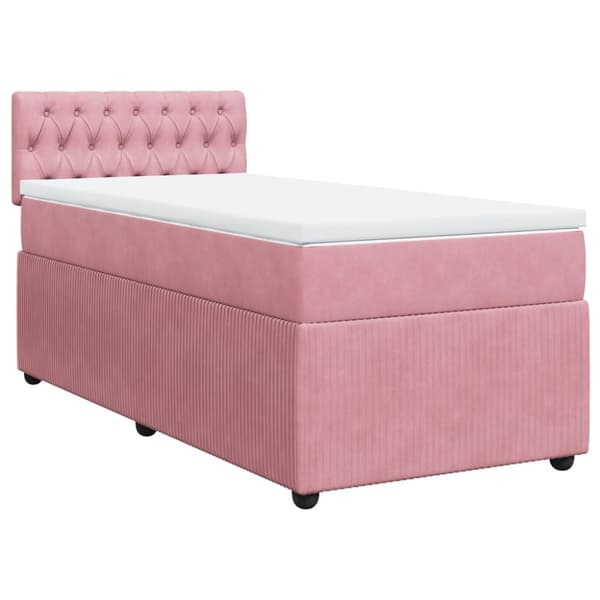 Ramsäng med madrass rosa 80x200 cm sammet