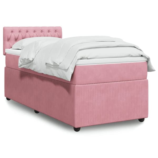 Ramsäng med madrass rosa 80x200 cm sammet