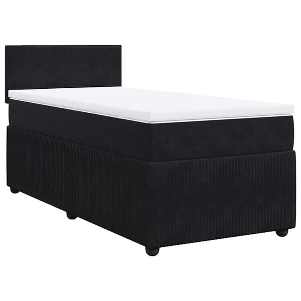 Ramsäng med madrass svart 90x200 cm sammet