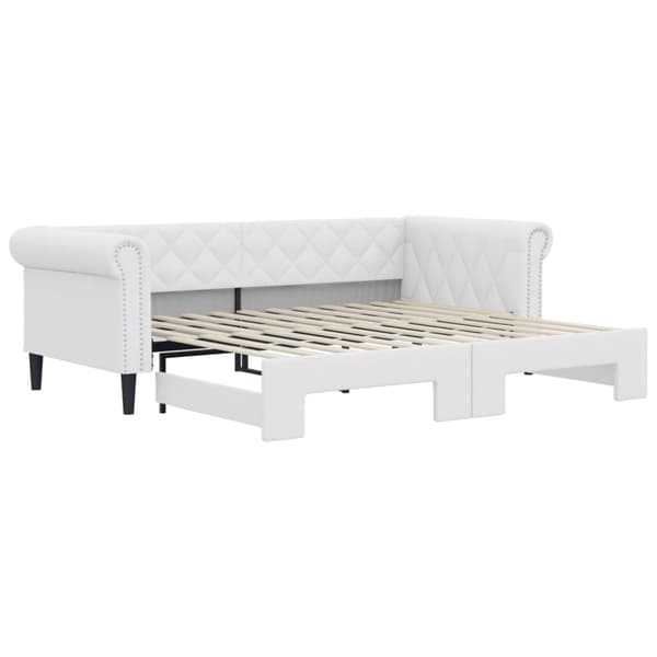 Dagbädd utdragbar vit 90x200 cm konstläder