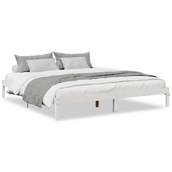 Sängram utan madrass extra lång vit 180x210 cm massiv furu