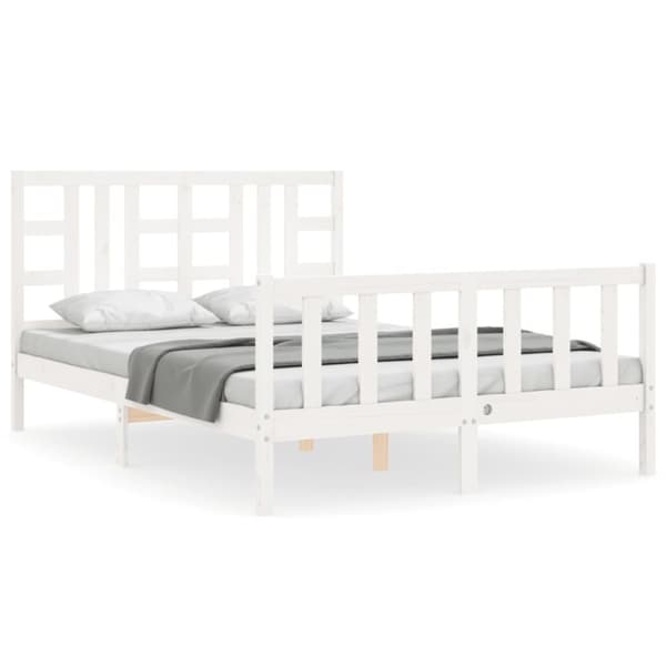 Sängram utan madrass vit 140x190 cm massiv furu
