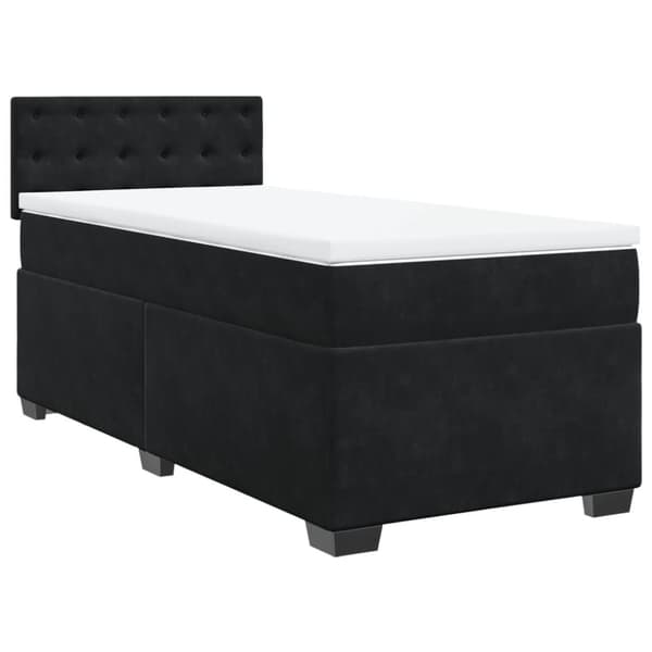 Ramsäng med madrass svart 90x190 cm sammet